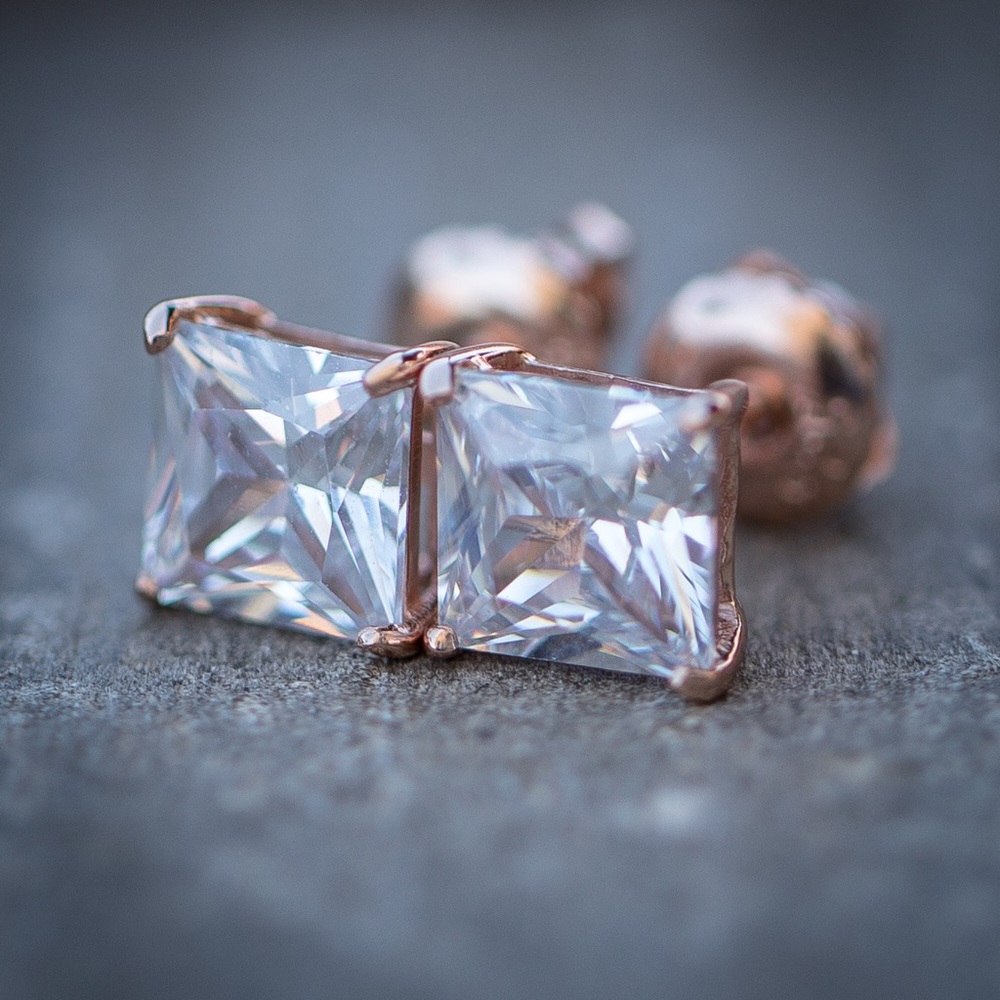 Rose Gold Small Lab Diamond Stud Earrings